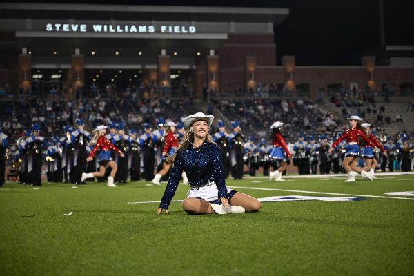Tallenette Lucy Glotzbach performs at the halftime show during the Homecoming football game Sept. 12, 2025.