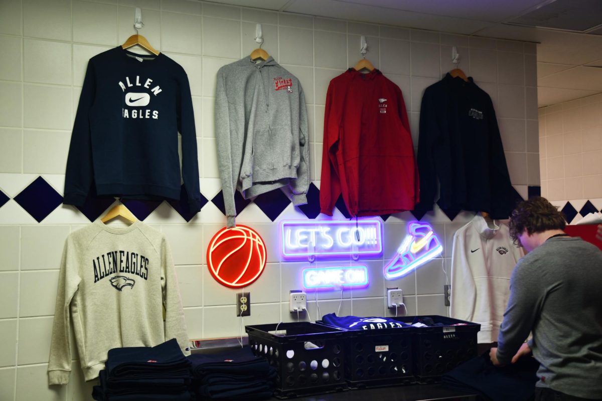 The Eagle Edge basketball game merchandise store in upper Eagles Nest, Tuesday, Dec. 9, 2025. 
